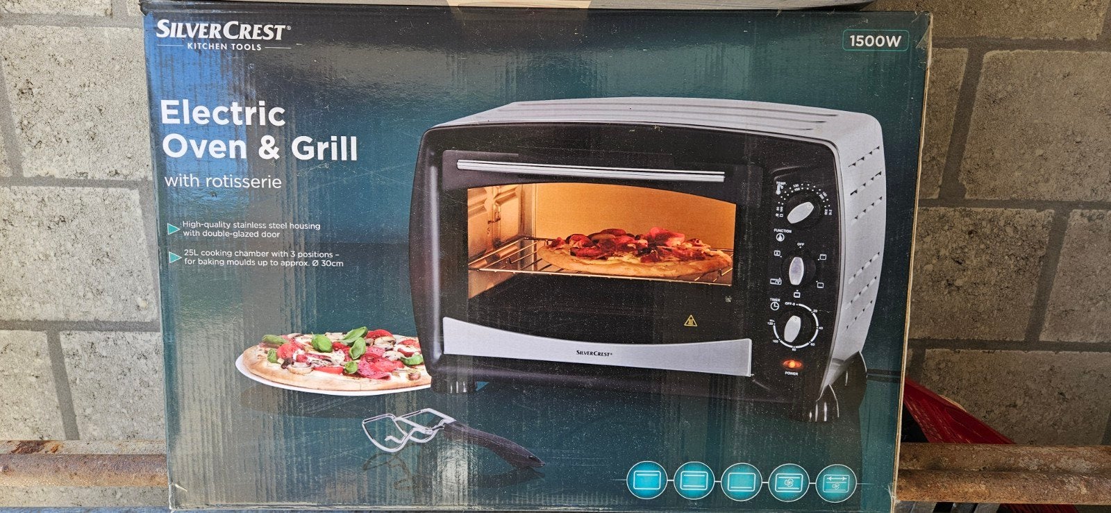 SilverCrest Elektrische Oven & Grill met Draaispit 1500W, Ophalen, Minder dan 45 cm, Silvercrest, Zo goed als nieuw