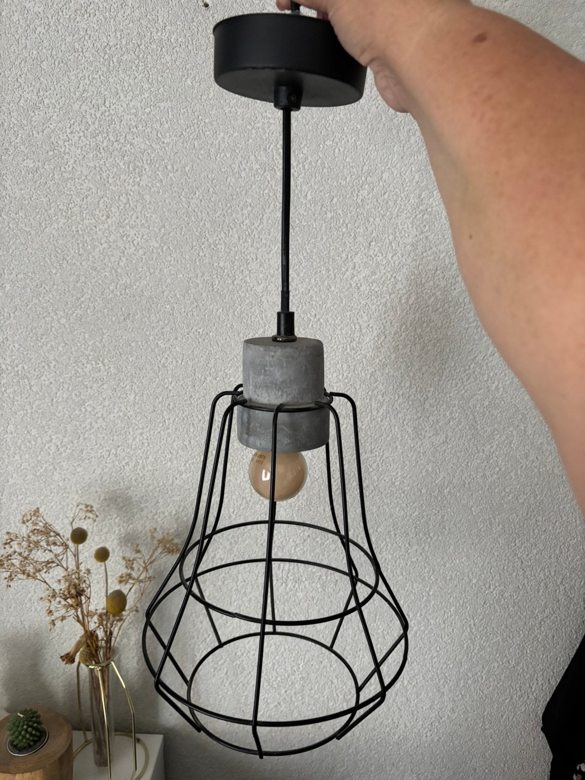 Hanglamp met beton, Ophalen of Verzenden, Zo goed als nieuw