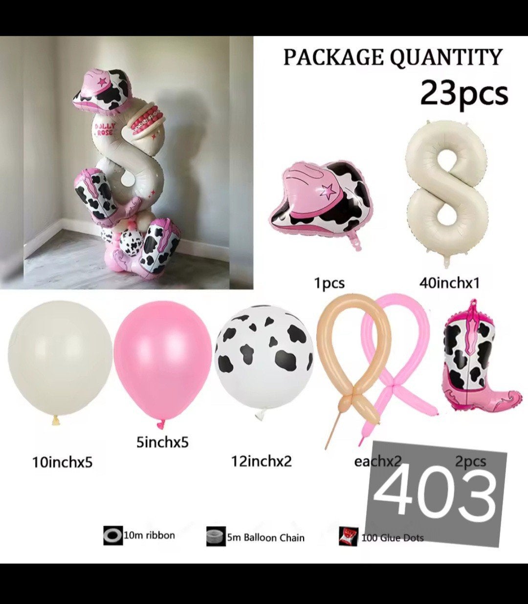 Nieuw Roze Cowgirl Verjaardag Ballonnen Set - 23 Stuks, Ophalen, Nieuw, Versiering, Verjaardag