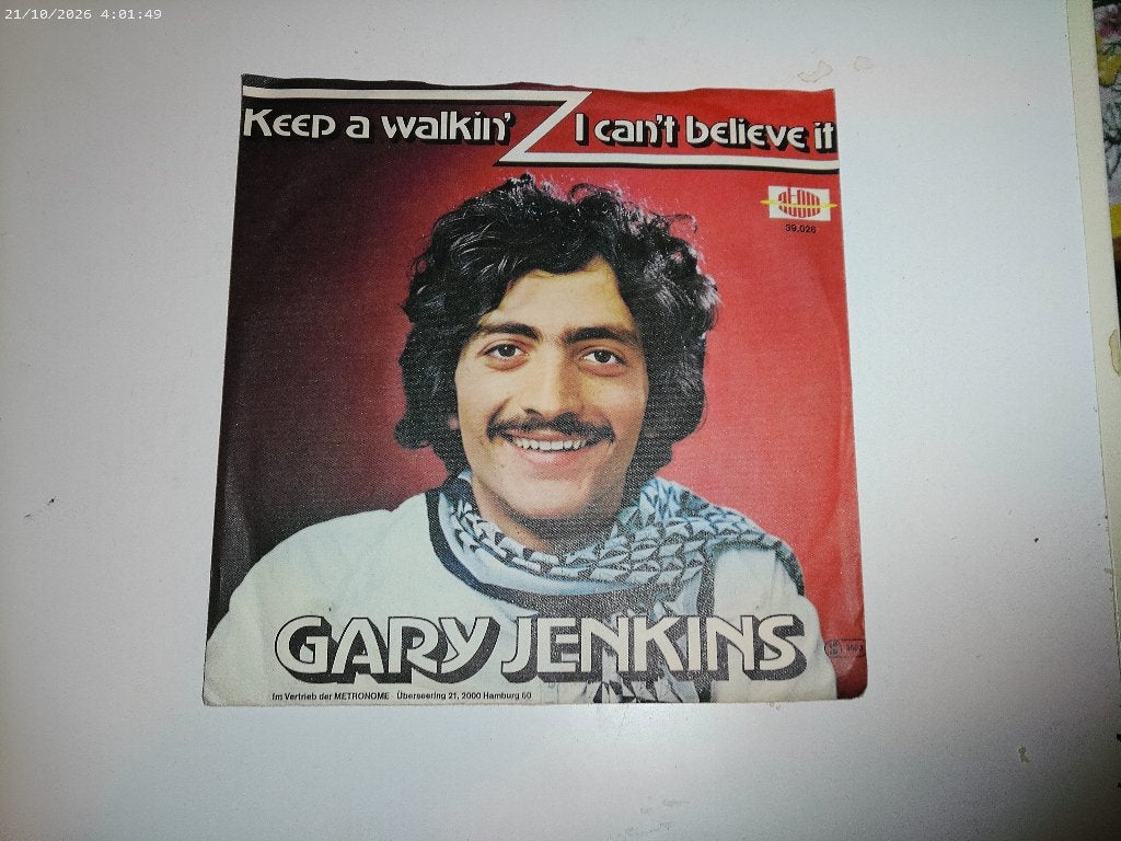 Gary Jenkins - Keep a walkin'  / I can't believe it, Gebruikt, Fotohoes, 7 inch, Ophalen of Verzenden