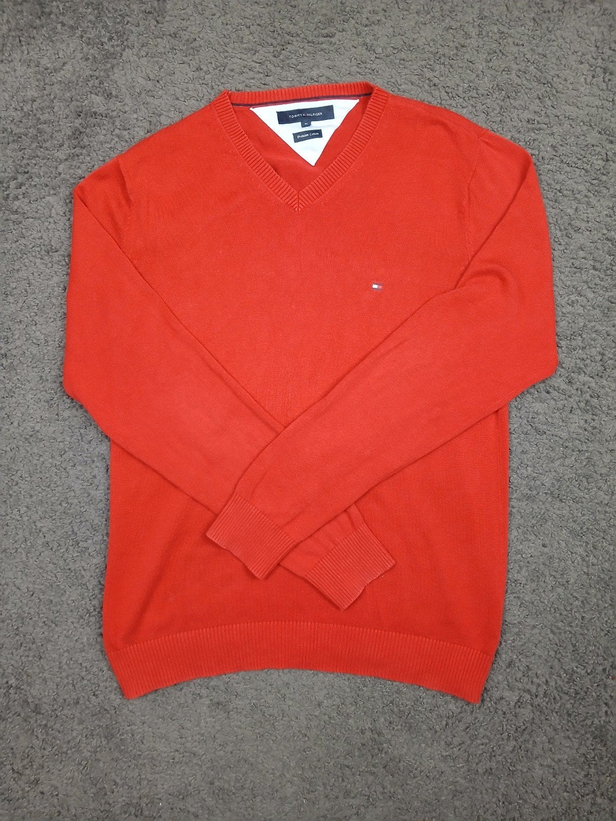 Tommy Hilfiger V-hals Sweater – M, Verzenden, Zo goed als nieuw, Rood