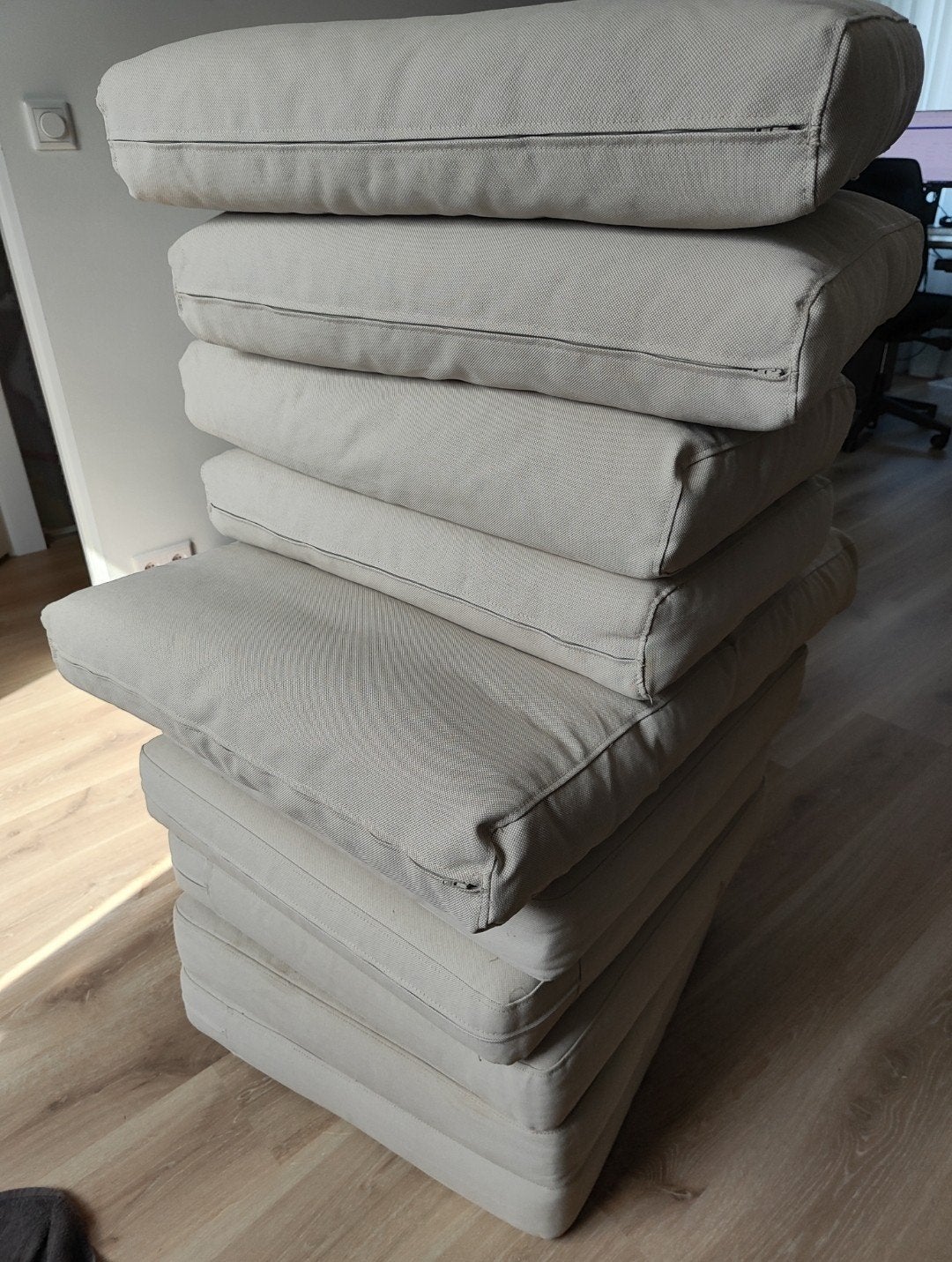 IKEA FRÖSÖN/DUVHOLMEN beige kussenset voor loungeset (10 st), Ophalen, Gebruikt