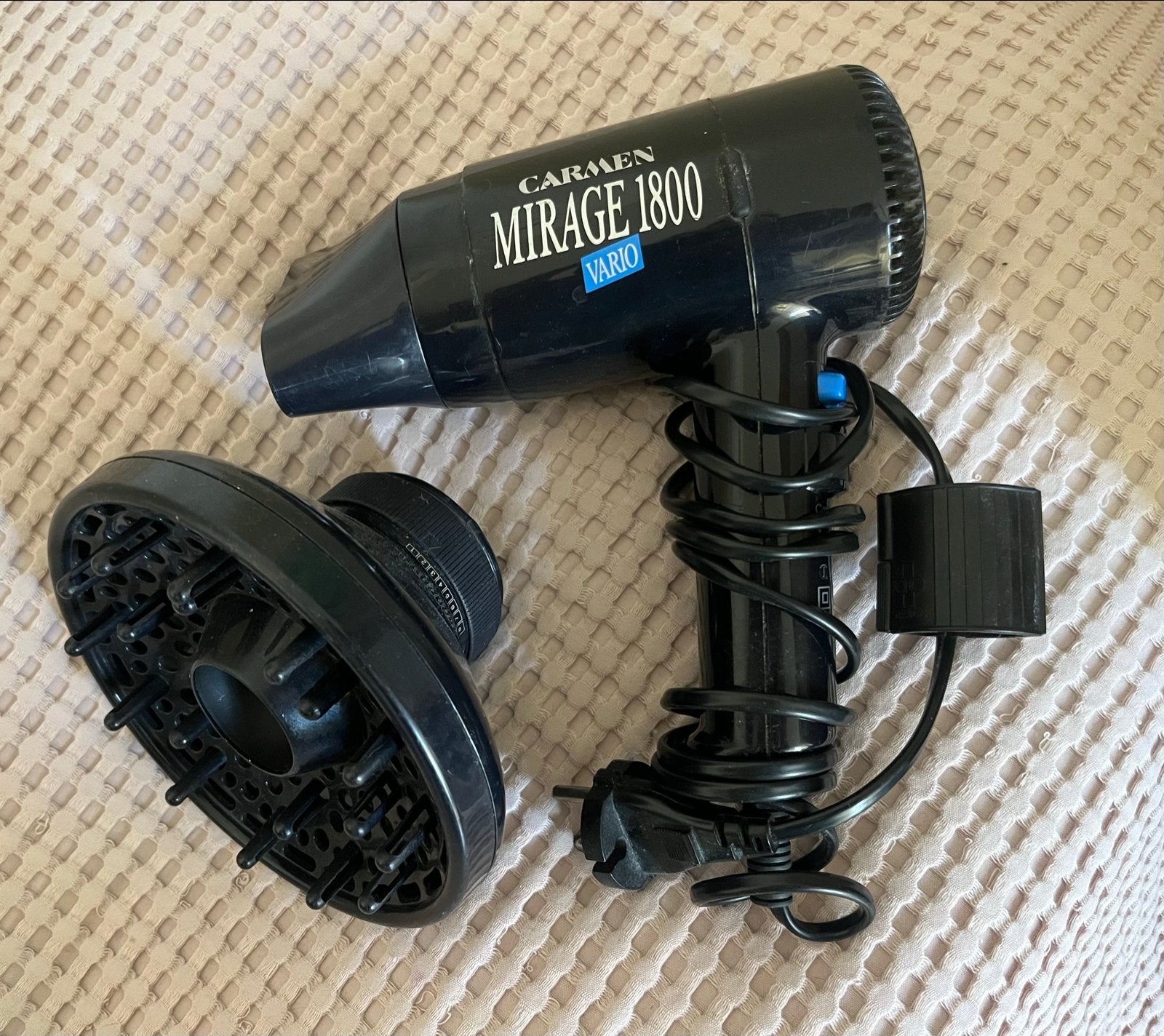Carmen Mirage 1800 Vario Föhn met diffuser, Ophalen of Verzenden, Gebruikt, Föhn of Haardroger