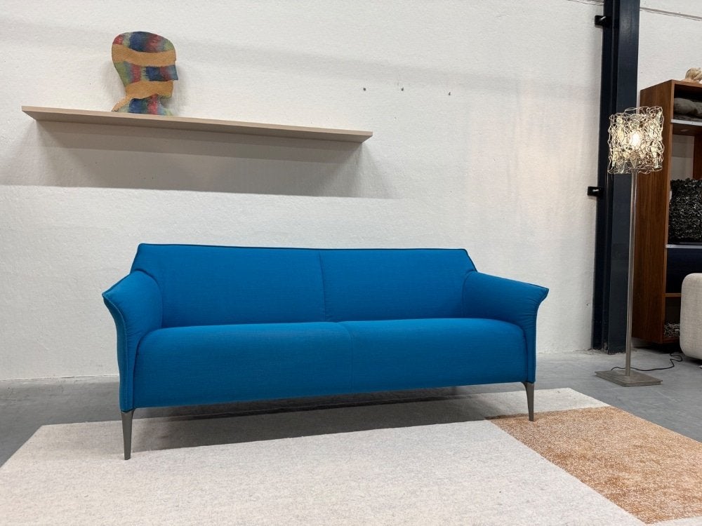 Als nieuw Leolux Mayon 3 Zits Bank blauw stof design 198