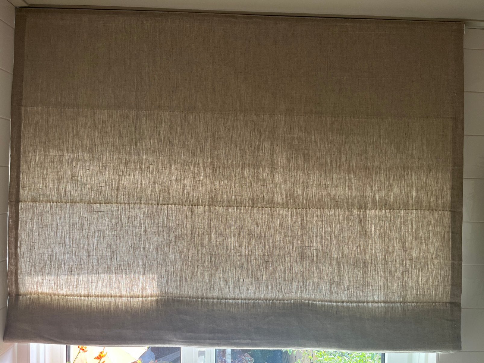 Nieuw taupe Linnen Hopsack Vouwgordijn – 140 x 123 cm, Overige materialen, Overige merken, 123 cm, Nieuw