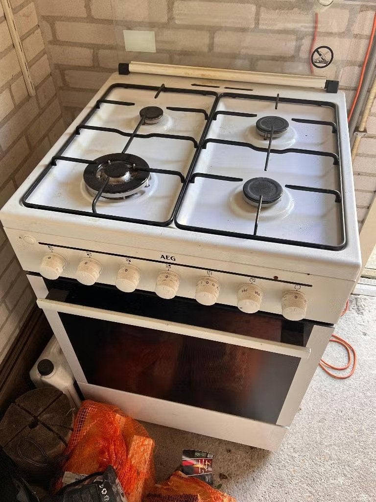 AEG Gas-Elektro Combinatie (Gaskookplaat + Elektrische Oven), Ophalen, Gebruikt, 60 cm of meer, 4 kookzones