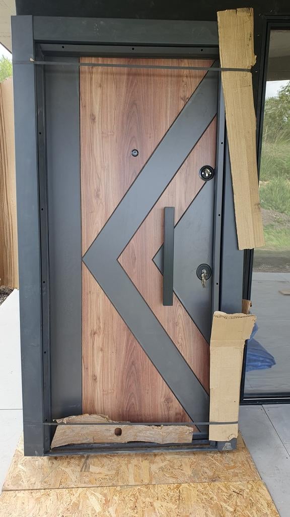 Voordeur hout/aluminium met kozijn.  Nieuw!, Ophalen, Nieuw, Buitendeur, 200 tot 215 cm
