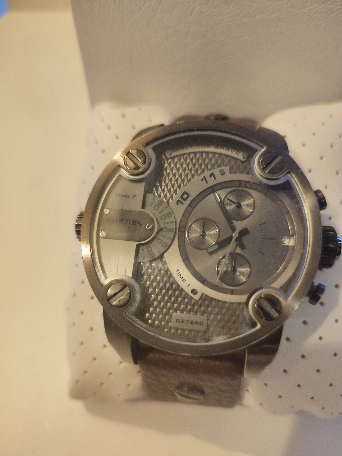Diesel horloge DZ7258 - Batterij leeg, Overige merken, Staal, Ophalen of Verzenden, Leer