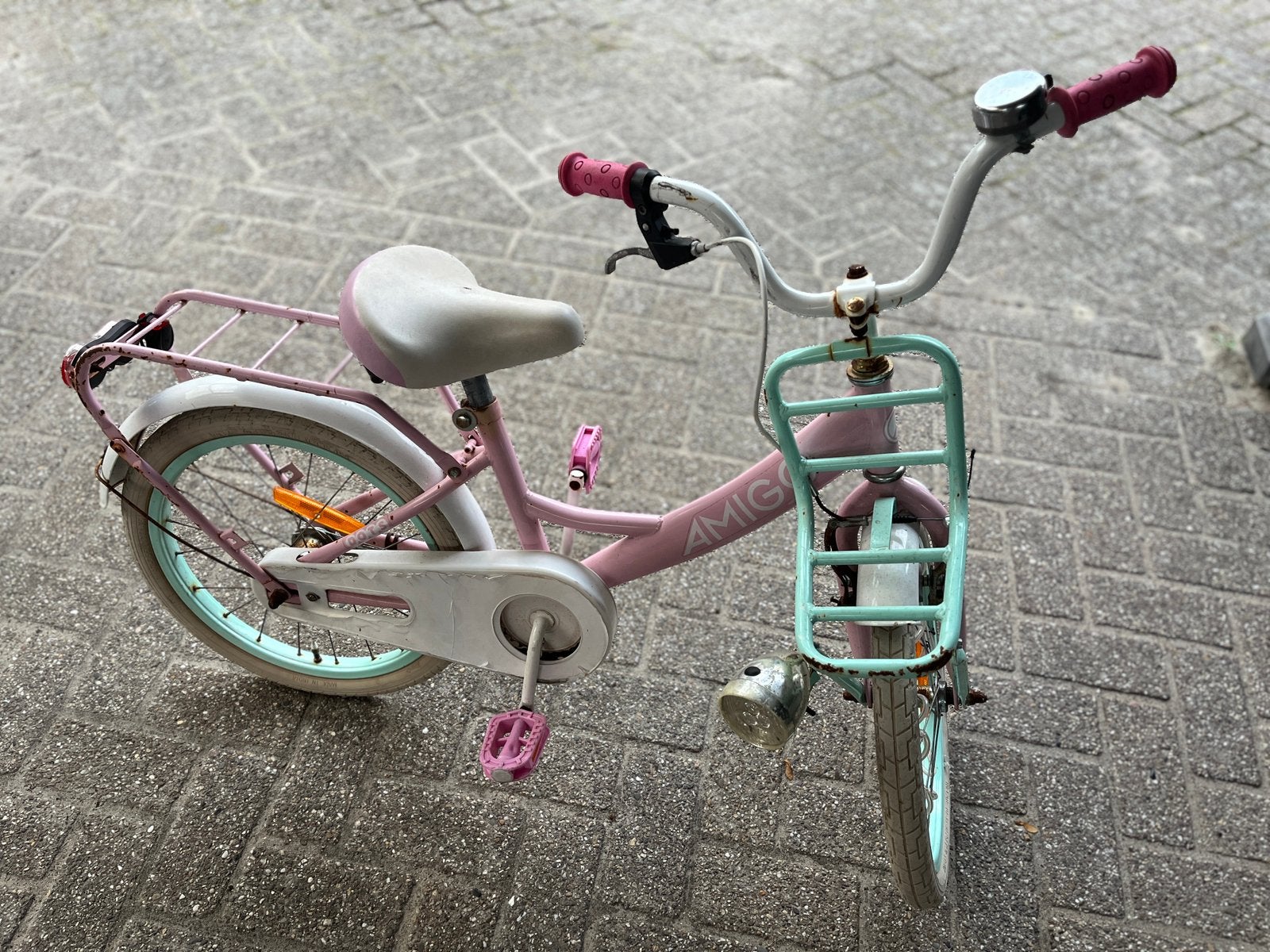 Meisjesfiets 18 inch, Ophalen, Terugtraprem, Gebruikt, Handrem