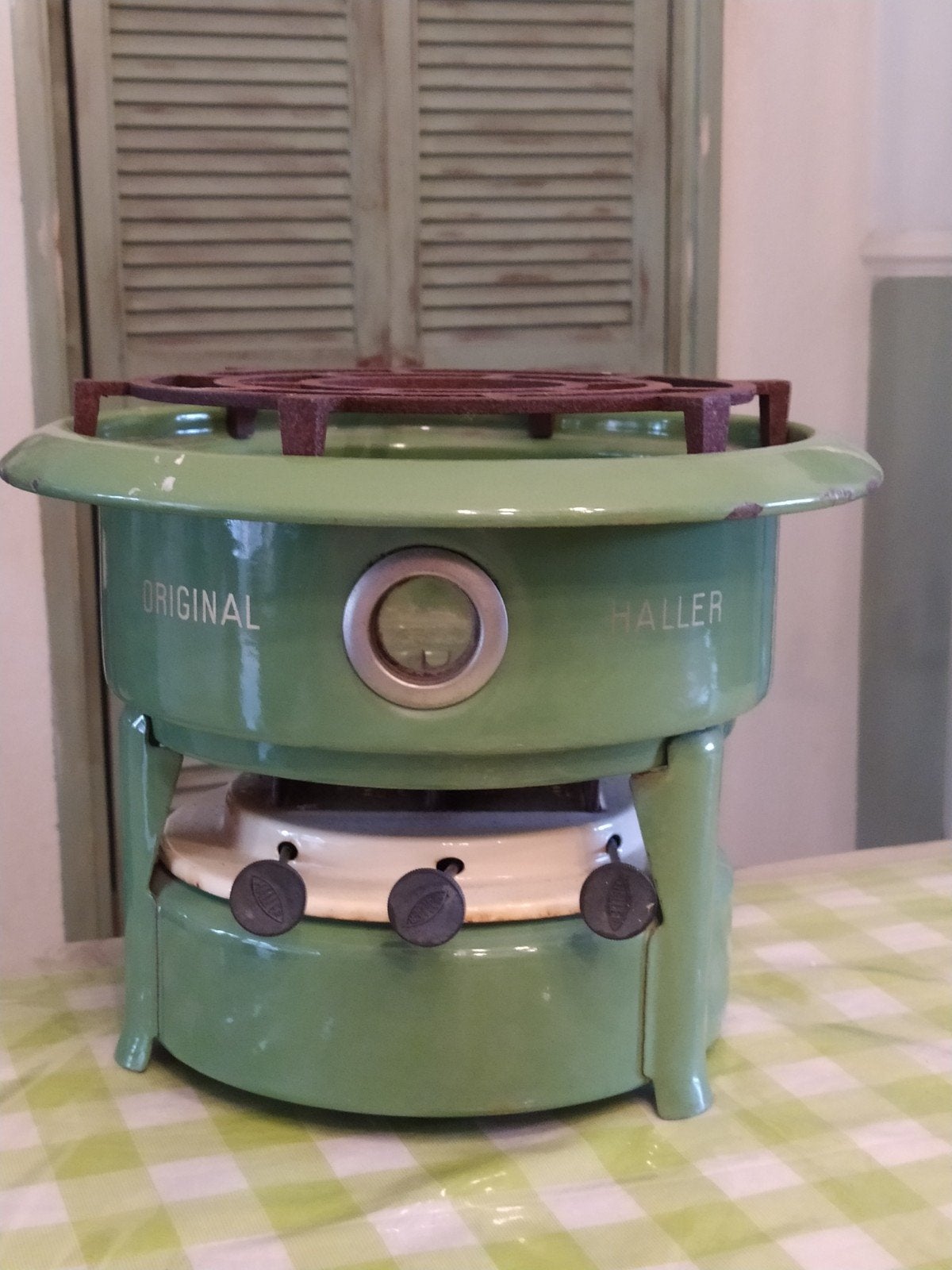 Vintage original haller drie pits groen, Antiek en Kunst, Ophalen of Verzenden