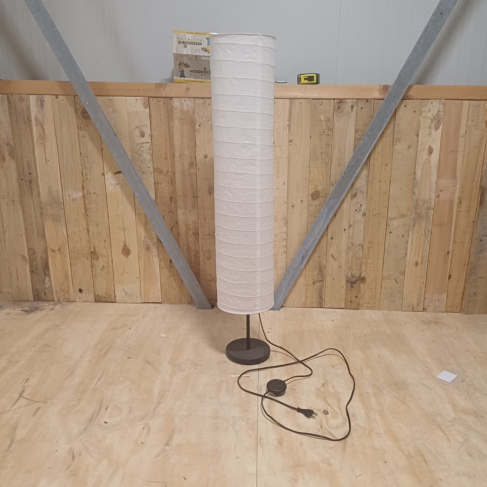Stijlvolle staande lamp met papieren kap, Ophalen of Verzenden