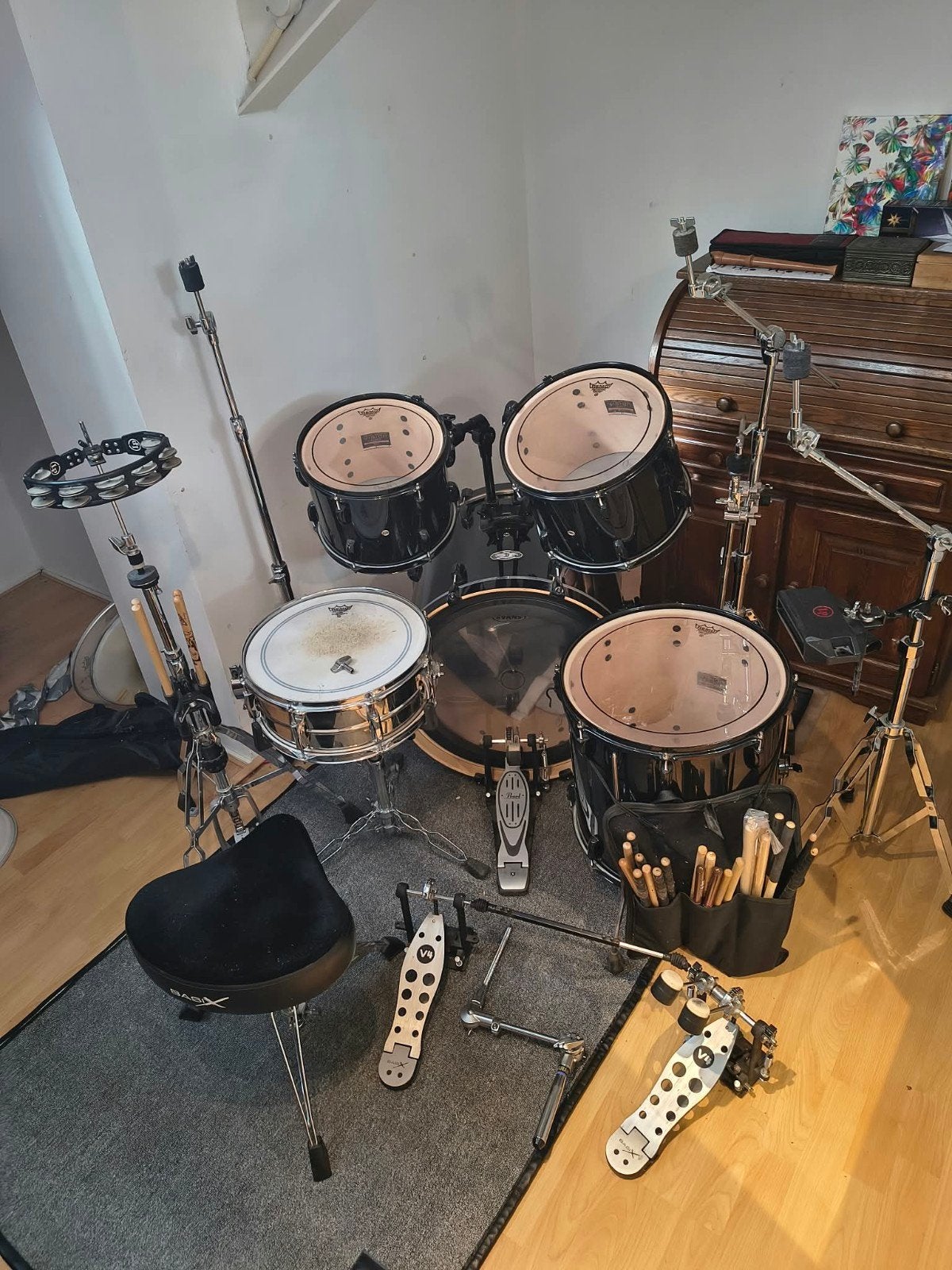 Pearl Vision SST Birch Ply Shell drumstel - veel accessoires, Muziek en Instrumenten, Ophalen, Gebruikt, Pearl