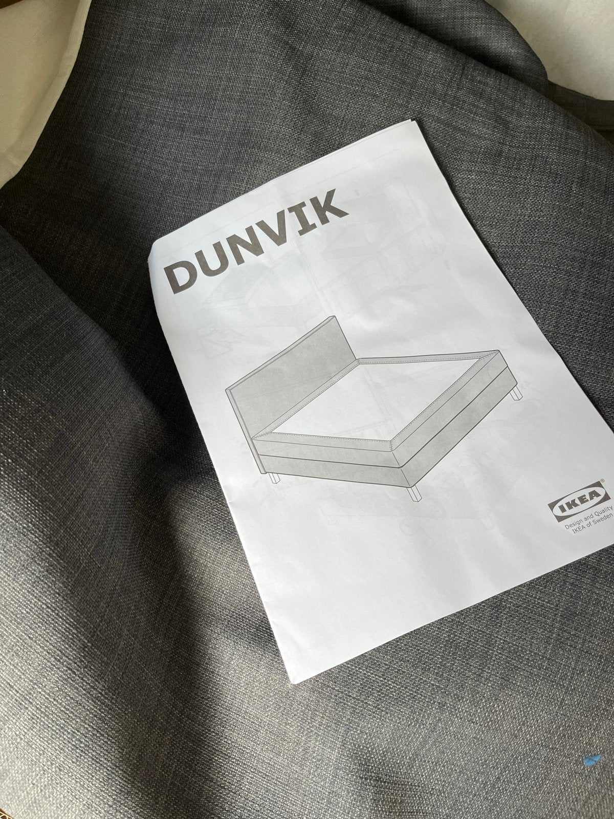 DUNVIK overtrek boxspring 140x200 GUNNARED antraciet, Ophalen, Tweepersoons, 140 cm, Zo goed als nieuw