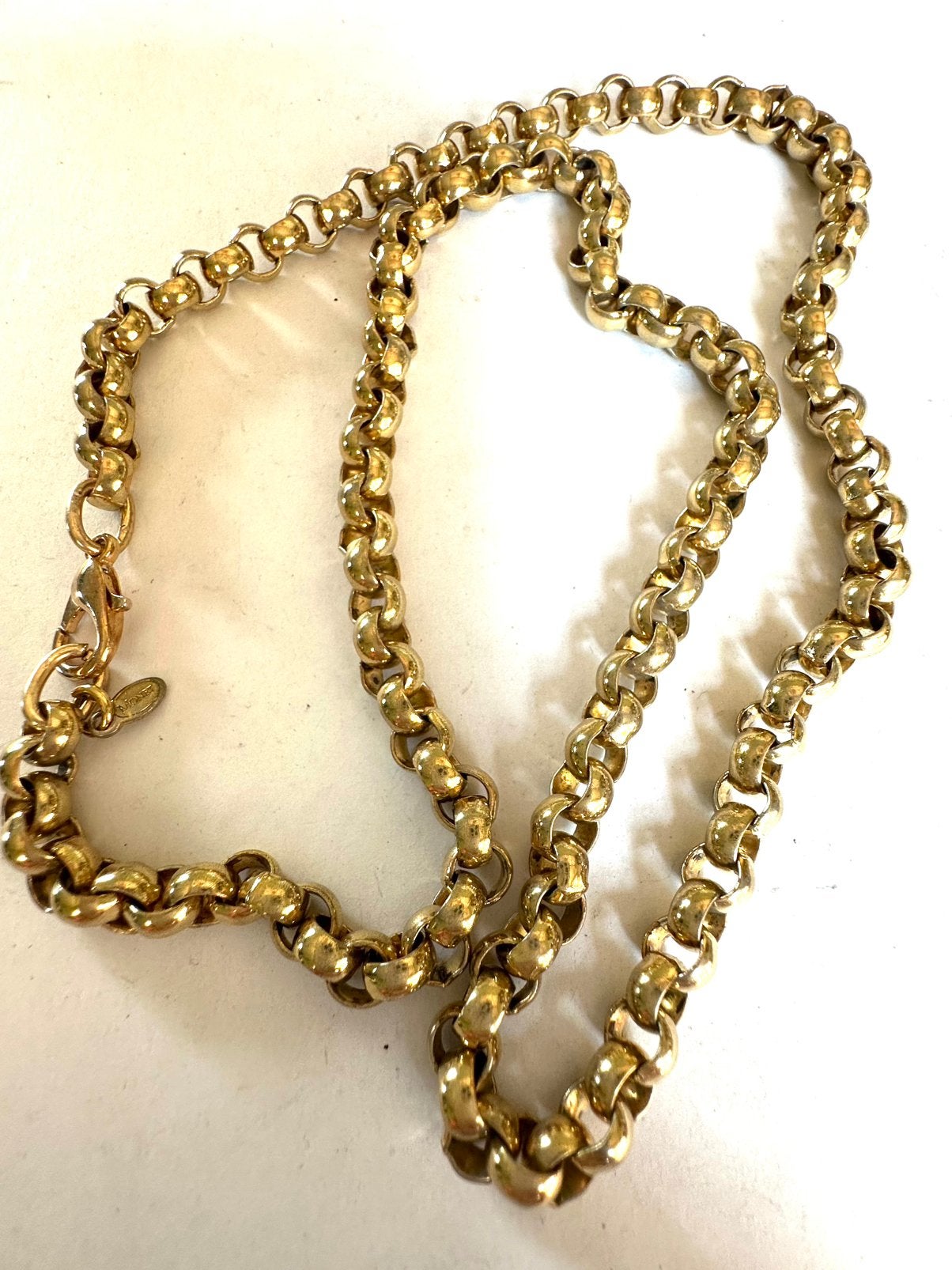 Vintage Monet vergulde jasseron ketting, Verzenden, Gebruikt, Goud, Overige materialen