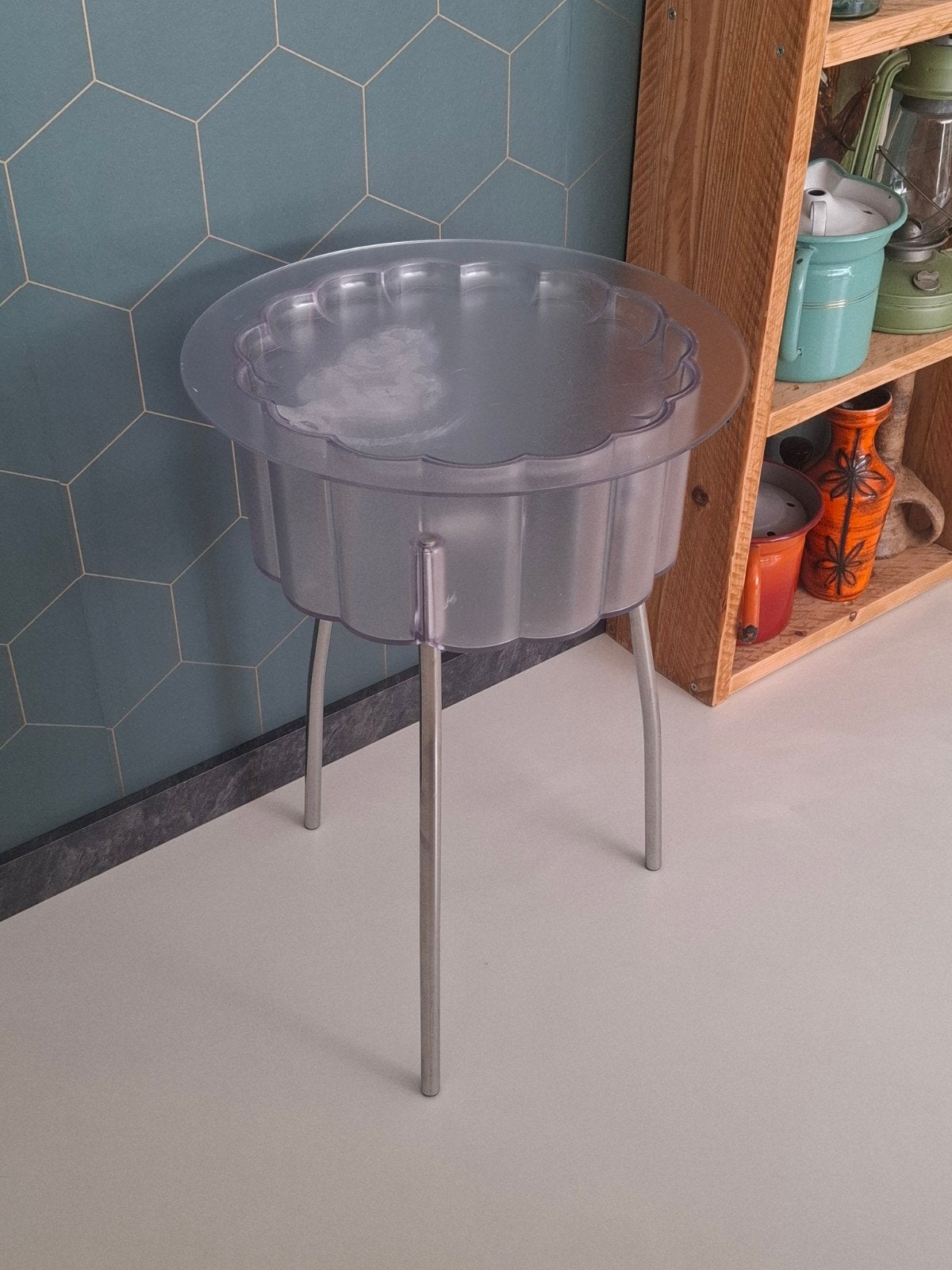 Ikea planten tafeltje "Hatten" 1999, Gebruikt, Rond, Ophalen of Verzenden, 60 cm of meer