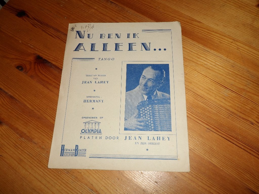 Nu ben ik alleen - jean lahey / hermany, Gebruikt, Gitaar, Ophalen of Verzenden, Artiest of Componist