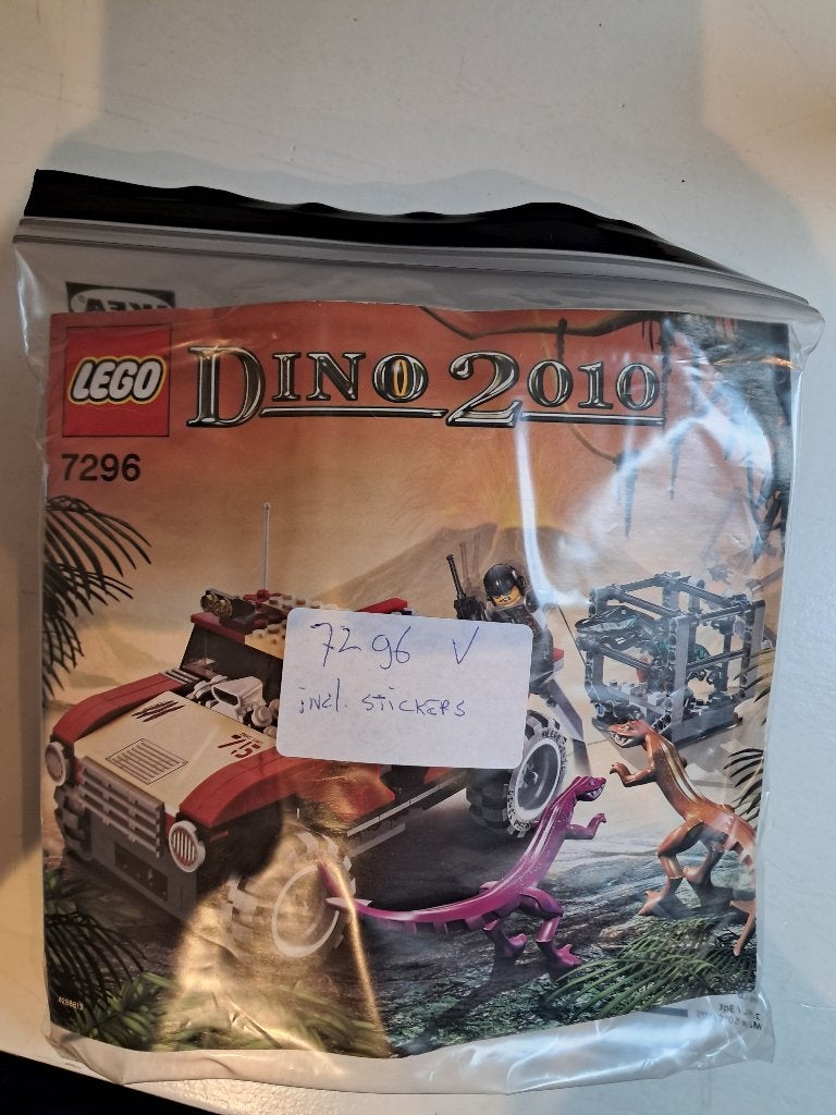 Lego Dino 2010 7296: Dino Jachtwagen met stickers, Gebruikt, Overige thema's, Lego, Inclusief instructies