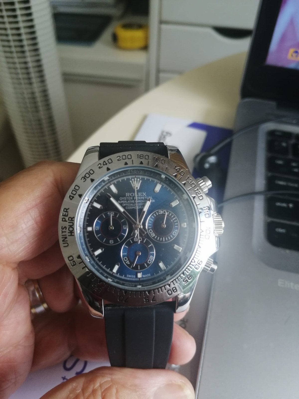 Rolex Daytona met stevige rubberen band en chronograaf, Polshorloge, Overige materialen, Nieuw, Ophalen of Verzenden