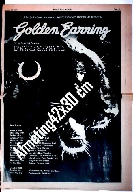 Golden Earring: Concert promo poster New Musical Express UK., Ophalen of Verzenden, Gebruikt