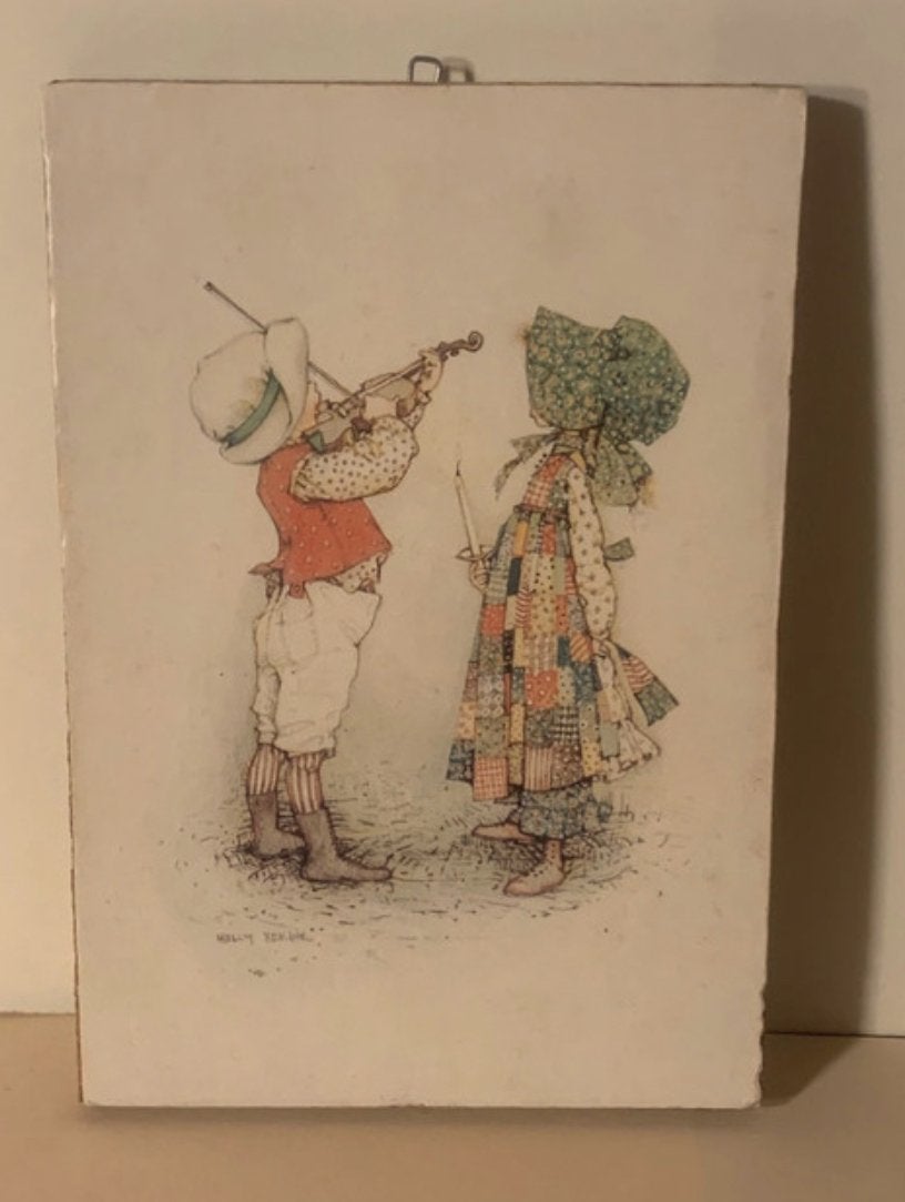 Vintage Holly Hobbie Schilderijtje - Muziek en Vriendschap, Ophalen of Verzenden