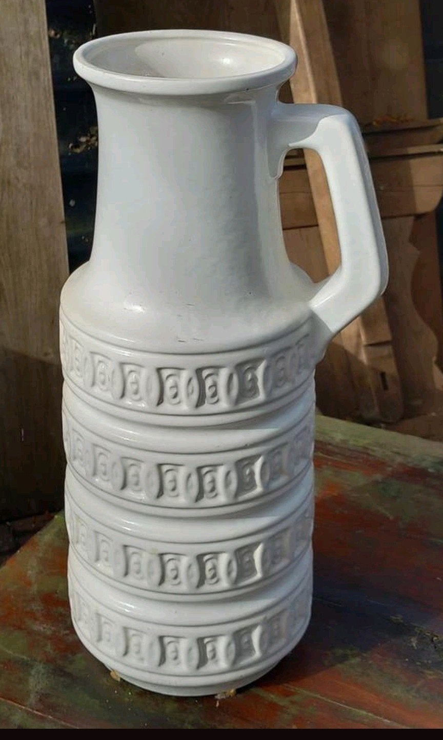 Vintage Scheurich 429-45 'Tundra' vloervaas met handvat, Antiek en Kunst, Antiek | Vazen, Ophalen of Verzenden