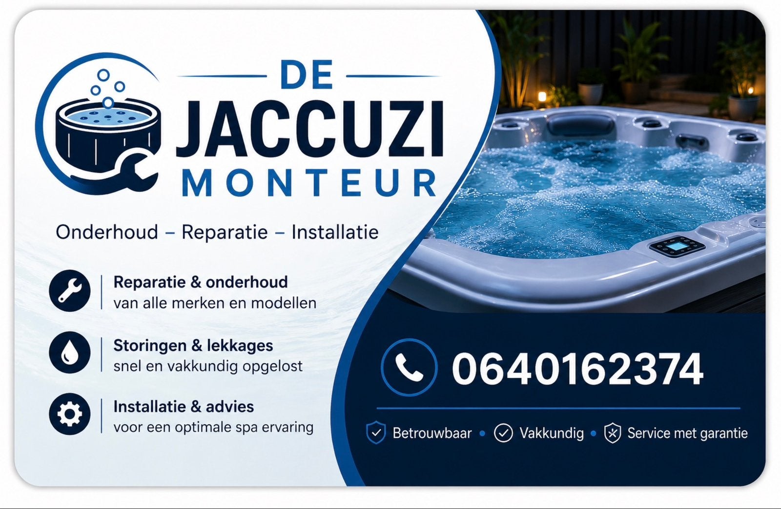 Jaccuzi monteur AIRBNB/particulier 24/7 wij maken tijd!!!, Tuin en Terras, Ophalen of Verzenden, Nieuw, Pomp, Vast