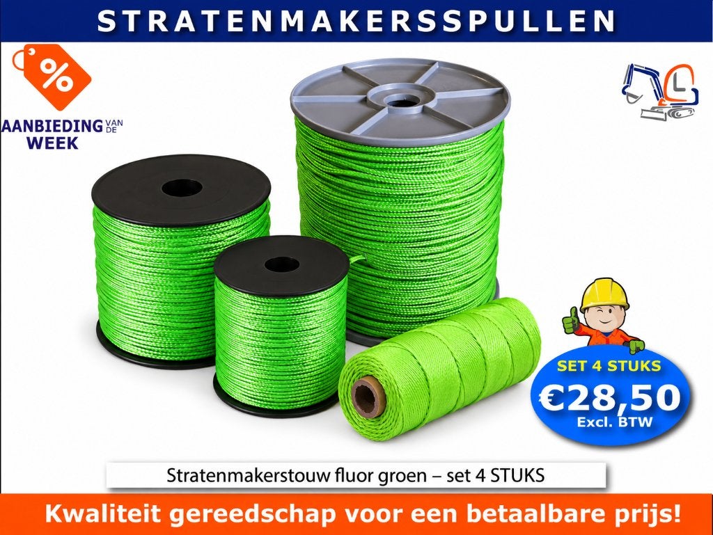 Stratenmakerstouw fluor groen – set 4 rollen, Ophalen of Verzenden, Nieuw, Overige soorten