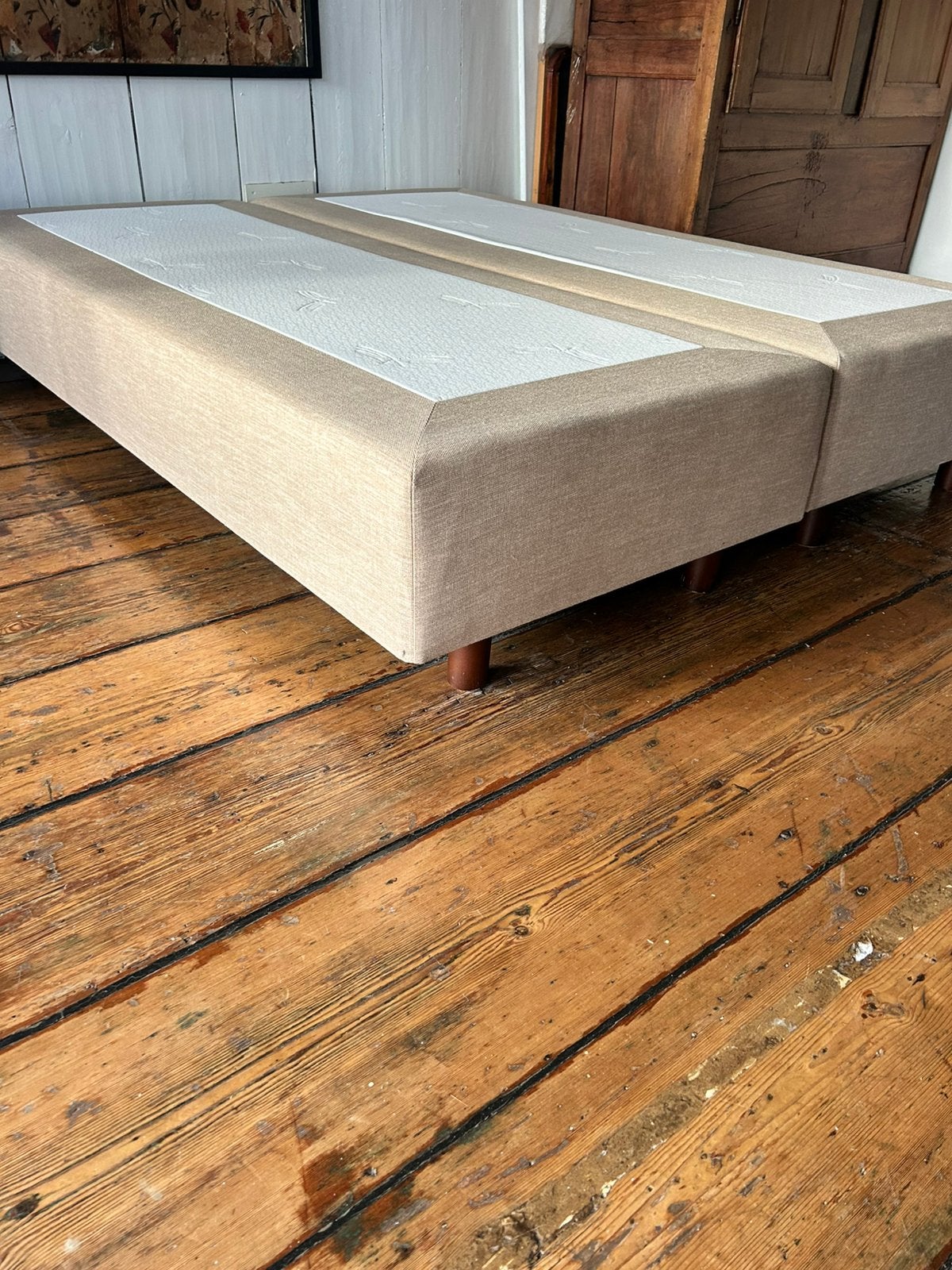 Boxspring bed, Crème, Gebruikt, Tweepersoons, Ophalen of Verzenden