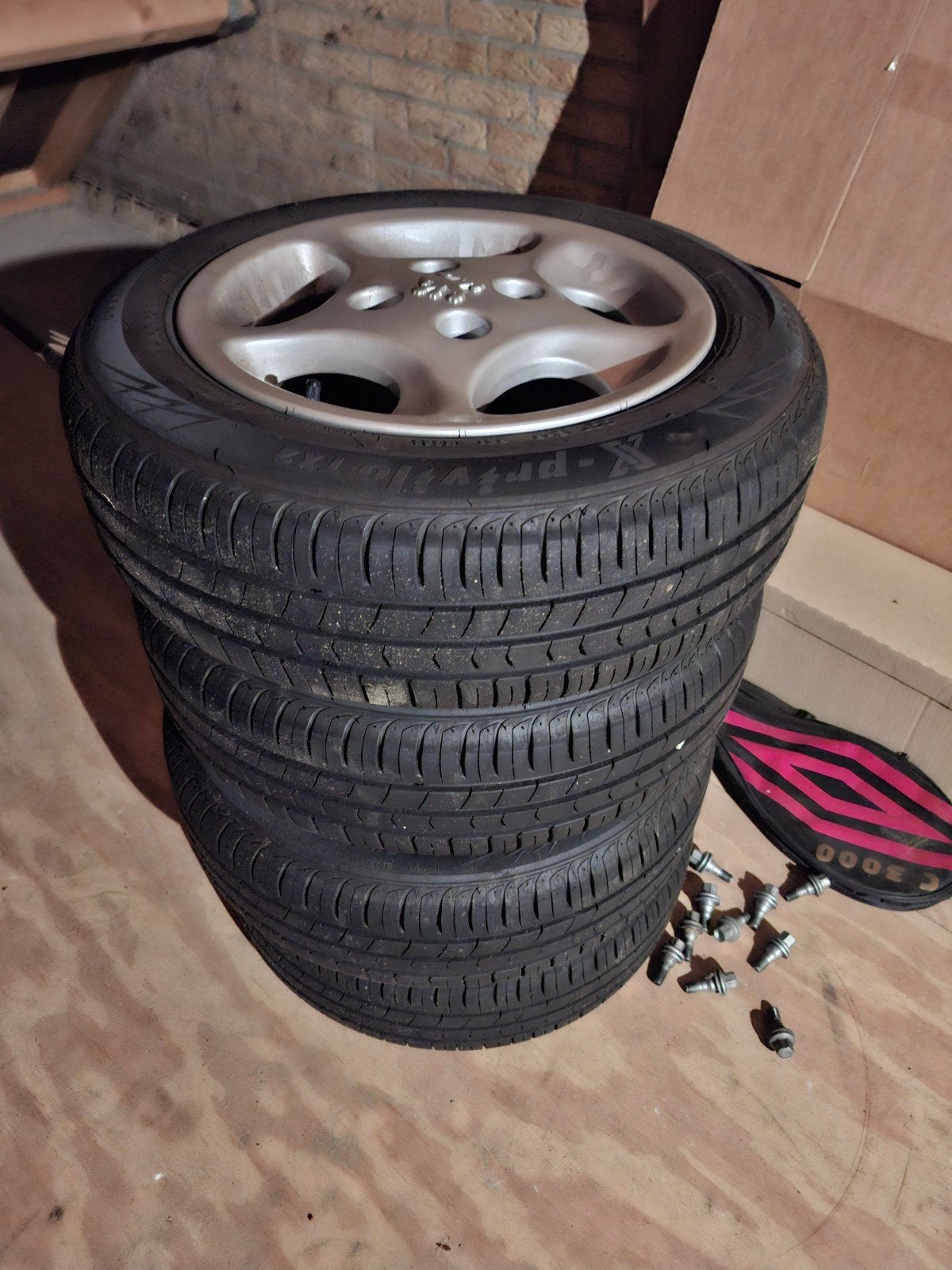 Peugeot 14" lichtmetalen velgen 4x108, Ophalen, 14 inch, Gebruikt, Banden en Velgen