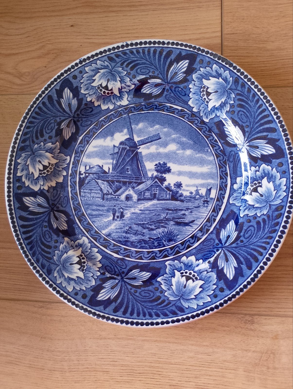 Prachtig Delfts Blauw Wandbord - Molen & Bloemmotief, Ophalen of Verzenden