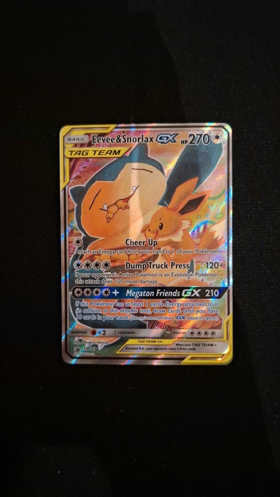 Pokémon Eevee & Snorlax GX Tag Team Kaart, Ophalen of Verzenden, Zo goed als nieuw, Losse kaart
