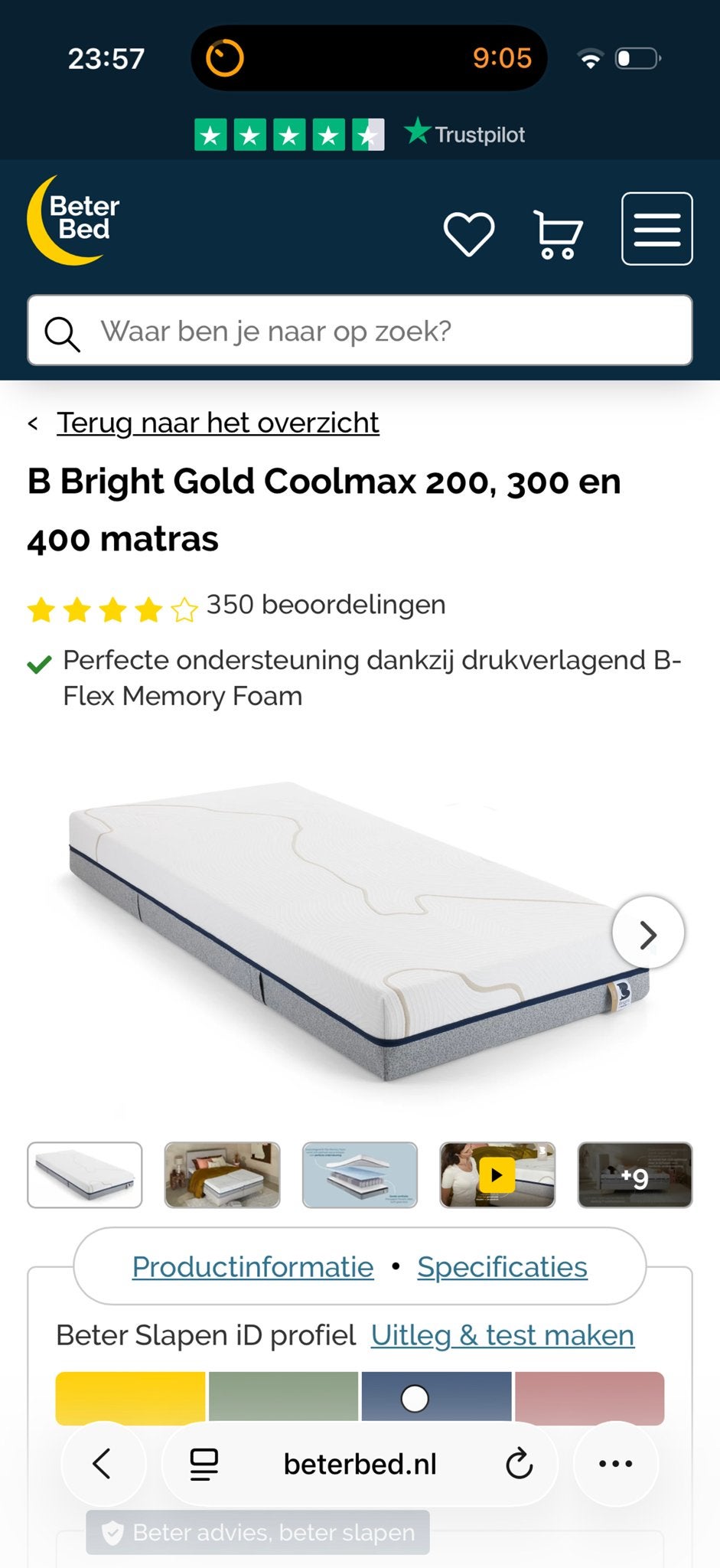 B Bright Gold matras van Beter Bed - Zo goed als nieuw, Ophalen of Verzenden, Zo goed als nieuw, Matras