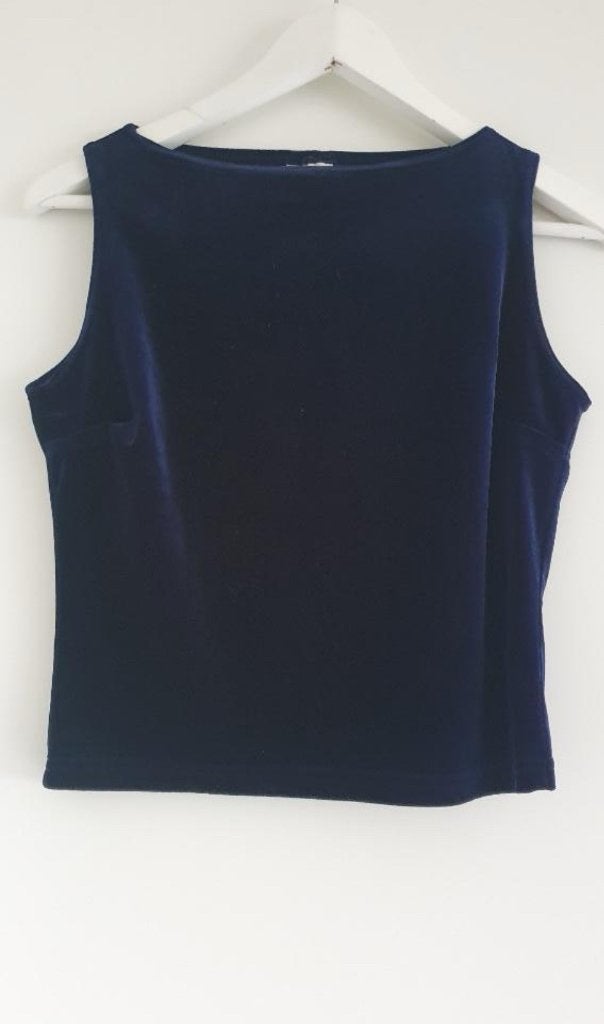 velours top, Kleding | Dames, California Concept, Blauw, Zonder mouw, Gedragen