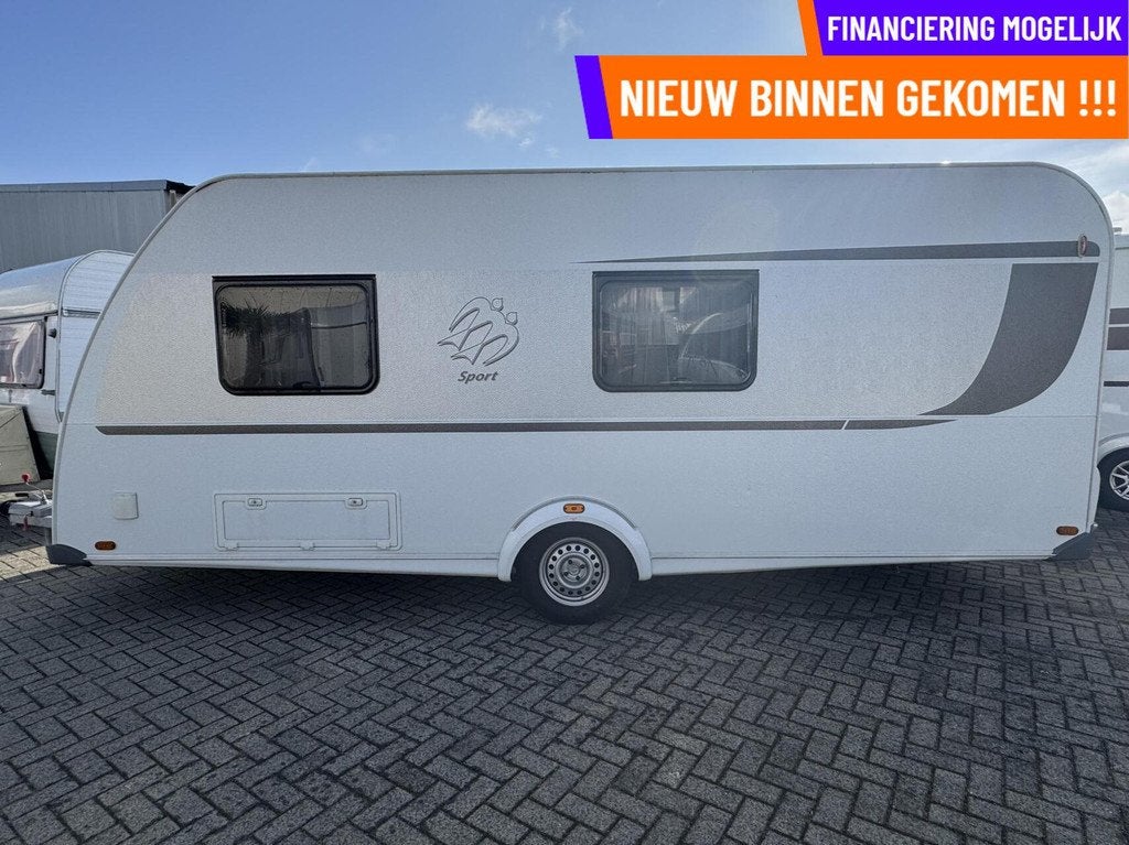 Knaus SPORT 500 FDK, STAPELBED, FRANSBED, TREINZIT, VOORTENT, Hordeur, 7 tot 8 meter, Bedrijf, Treinzit
