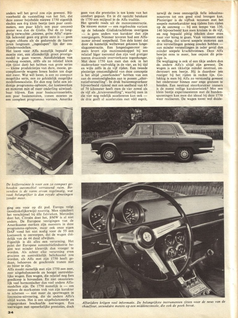 Autovisie test Alfa Romeo 1750 Berlina Juni 1968, Ophalen of Verzenden, Gelezen, Alfa Romeo
