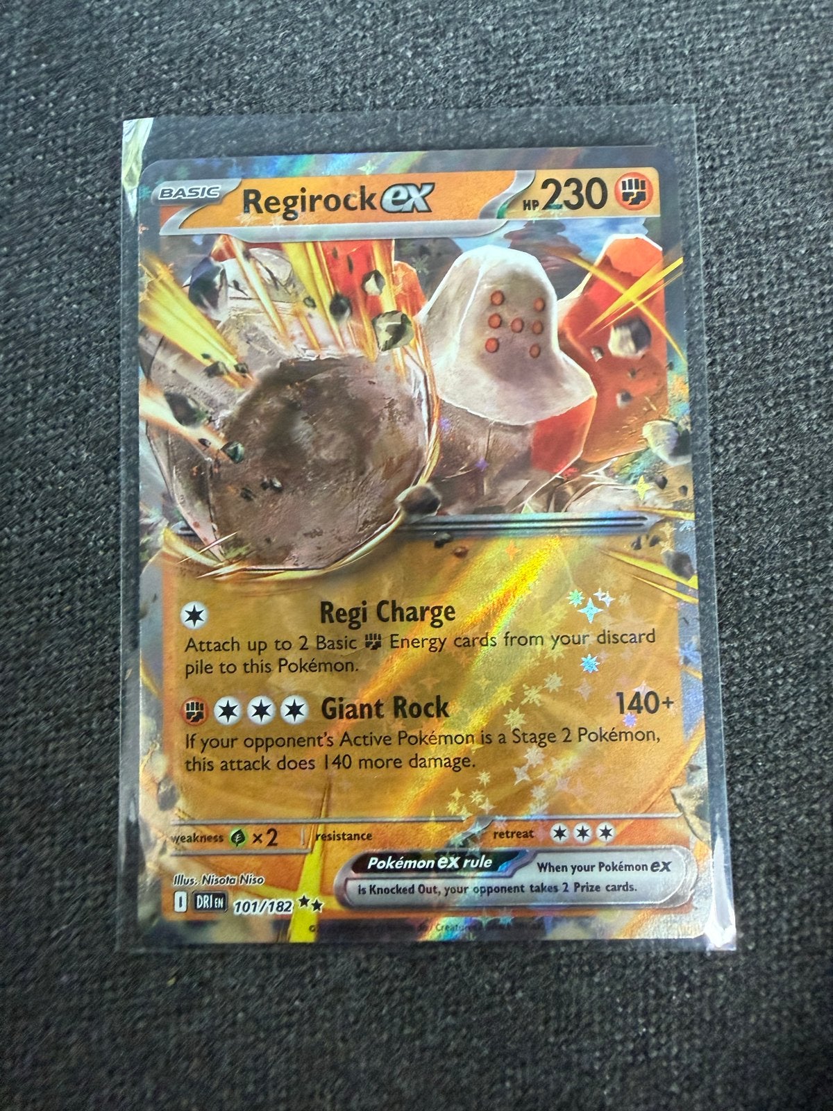 Regirock EX Pokémon Kaart - Full Art Foil, Ophalen of Verzenden, Zo goed als nieuw, Losse kaart, Foil