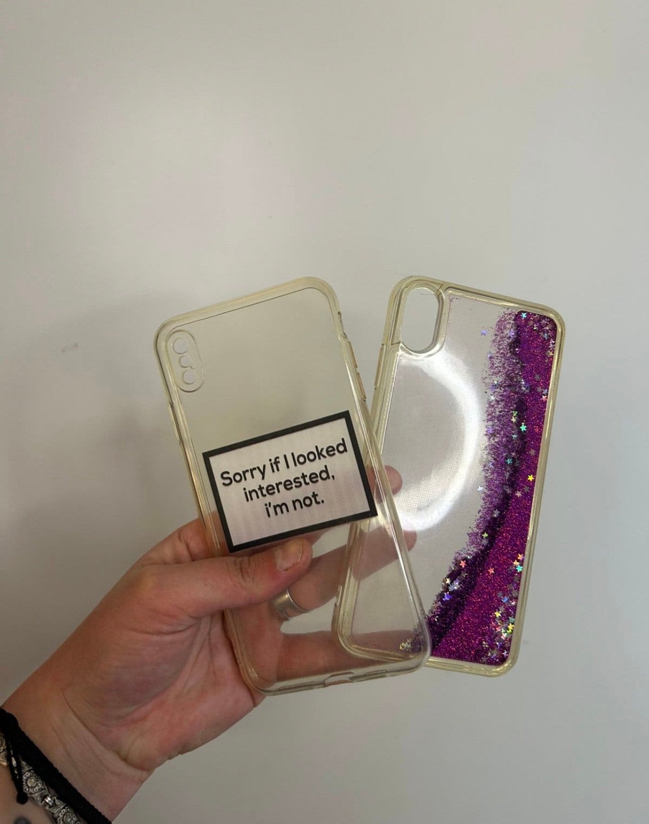 2 telefoonhoesjes | Iphone  XS Max | glitter | doorschijnend, Telecommunicatie, Gebruikt, IPhone XS Max, Ophalen of Verzenden