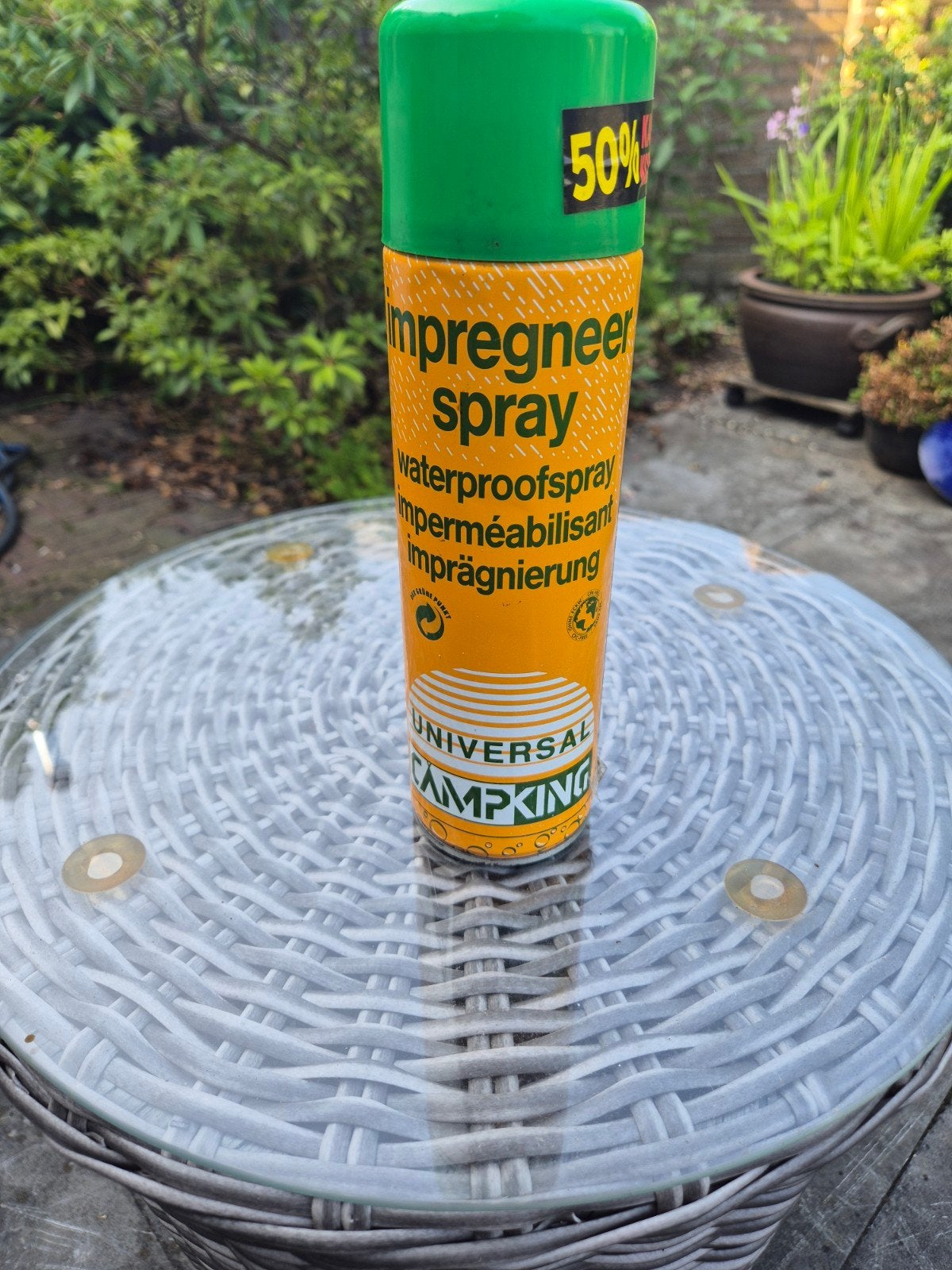 Impregneerspray voor de tent, Ophalen