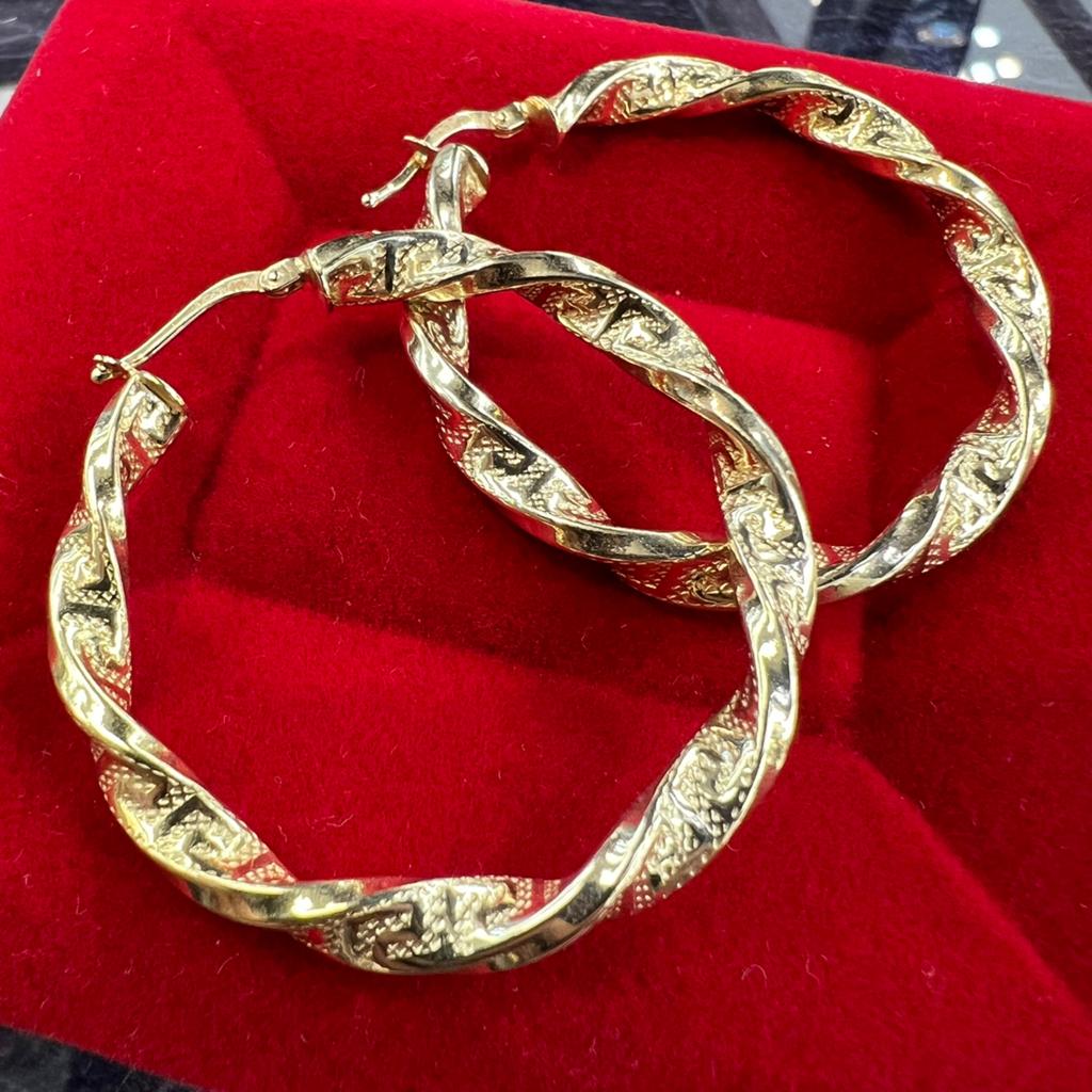 14 karaat gouden oorbellen wokkels prachtig model, Ophalen of Verzenden, Nieuw, Goud