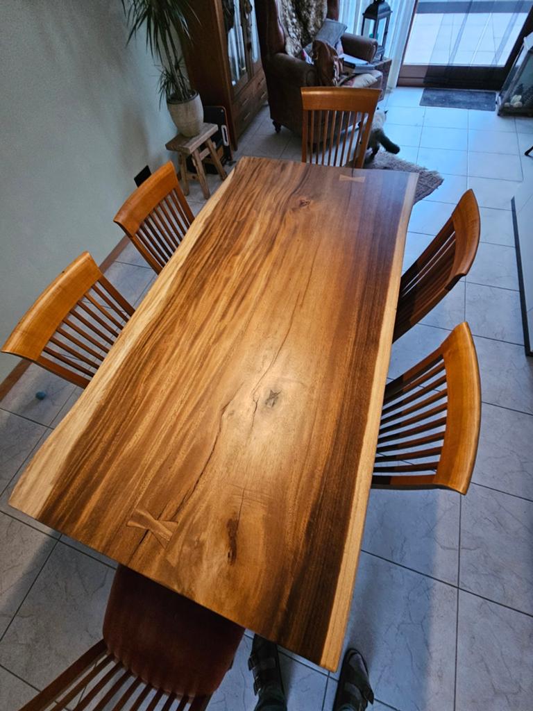 Massief houten boomstam eettafel - 180x82x90 cm, Ophalen, Eikenhout, 50 tot 100 cm, 150 tot 200 cm