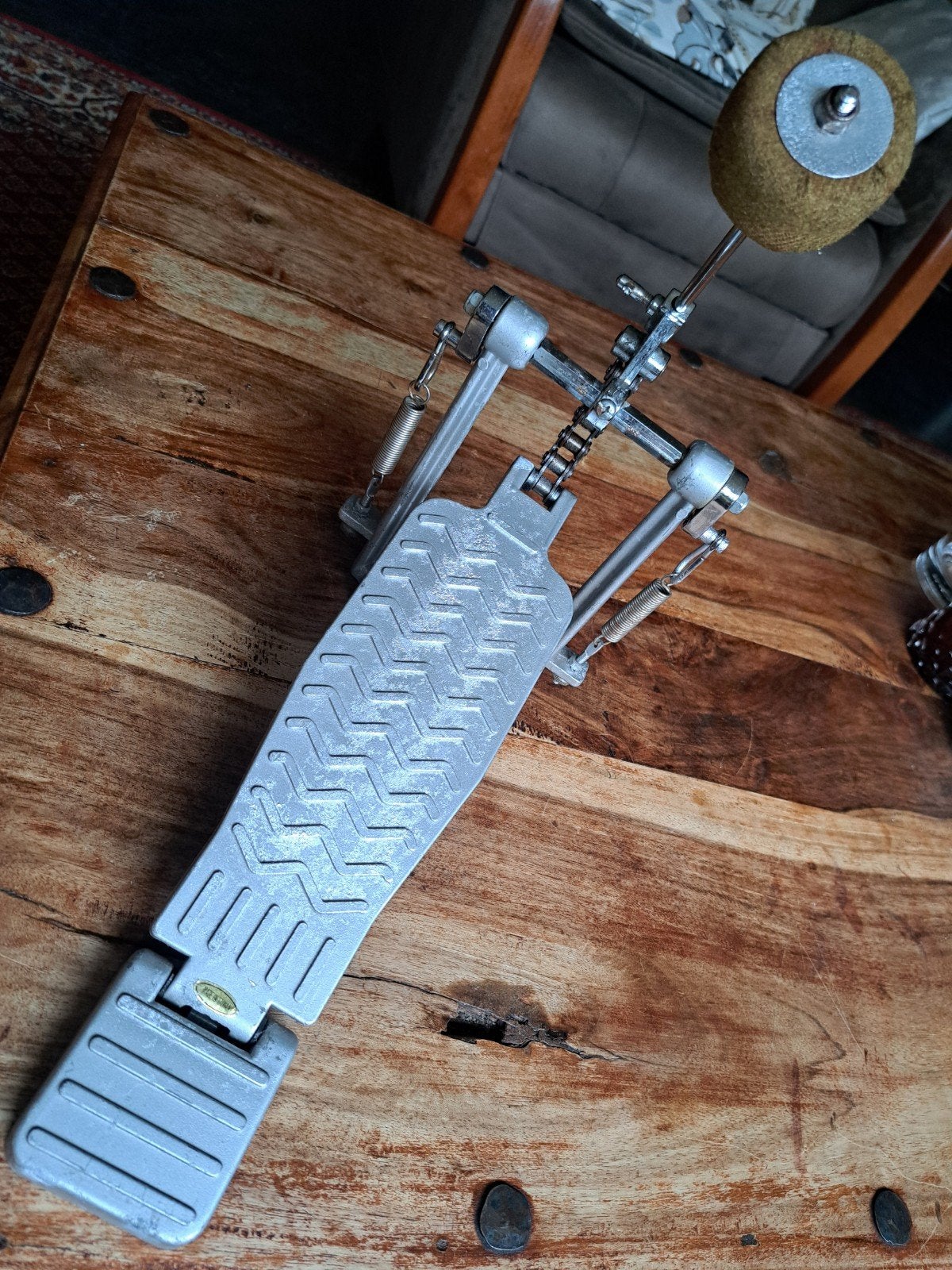 bassdrum kick pedaal met ketting + dubbele af te stellen ver, Ophalen of Verzenden, Gebruikt, Tama