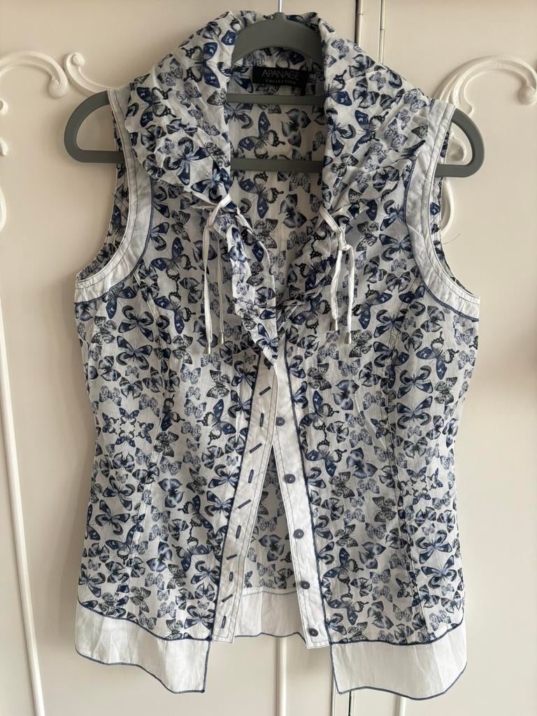 Nieuwstaat blauw wit blouse top Apanage maat 36, Blauw, Ophalen of Verzenden, Zo goed als nieuw, Maat 36 (S)