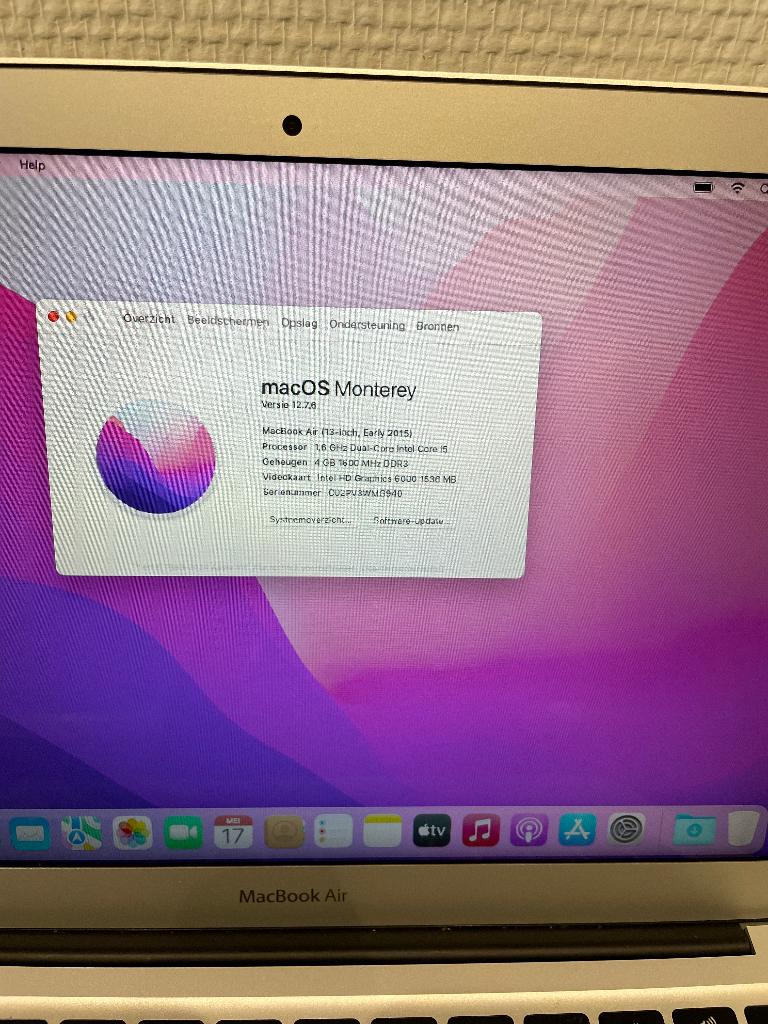 MacBook Air 2015, Computers en Software, Apple Macbooks, Gebruikt, MacBook Air, 13 inch, Minder dan 2 Ghz, 128 GB of minder, 4 GB
