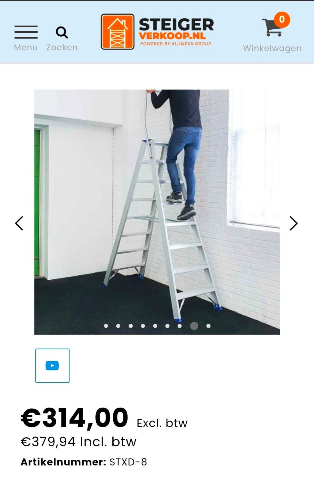 Eurostairs Professionele Dubbele Oploopbare Trap 2x8 Treden, Doe-het-zelf en Verbouw, Ophalen, Trap, Nieuw, Opvouwbaar of Inschuifbaar