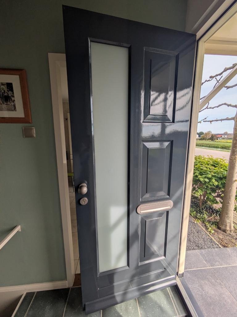 Voordeur hardhout compleet met kozijn, Gebruikt, Ophalen of Verzenden, Buitendeur, 200 tot 215 cm