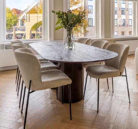 KOOPJE | Richmond Darby stoelen wit boucle, Huis en Inrichting, Tafels | Eettafels, Ophalen, Zo goed als nieuw, Rechthoekig, 50 tot 100 cm