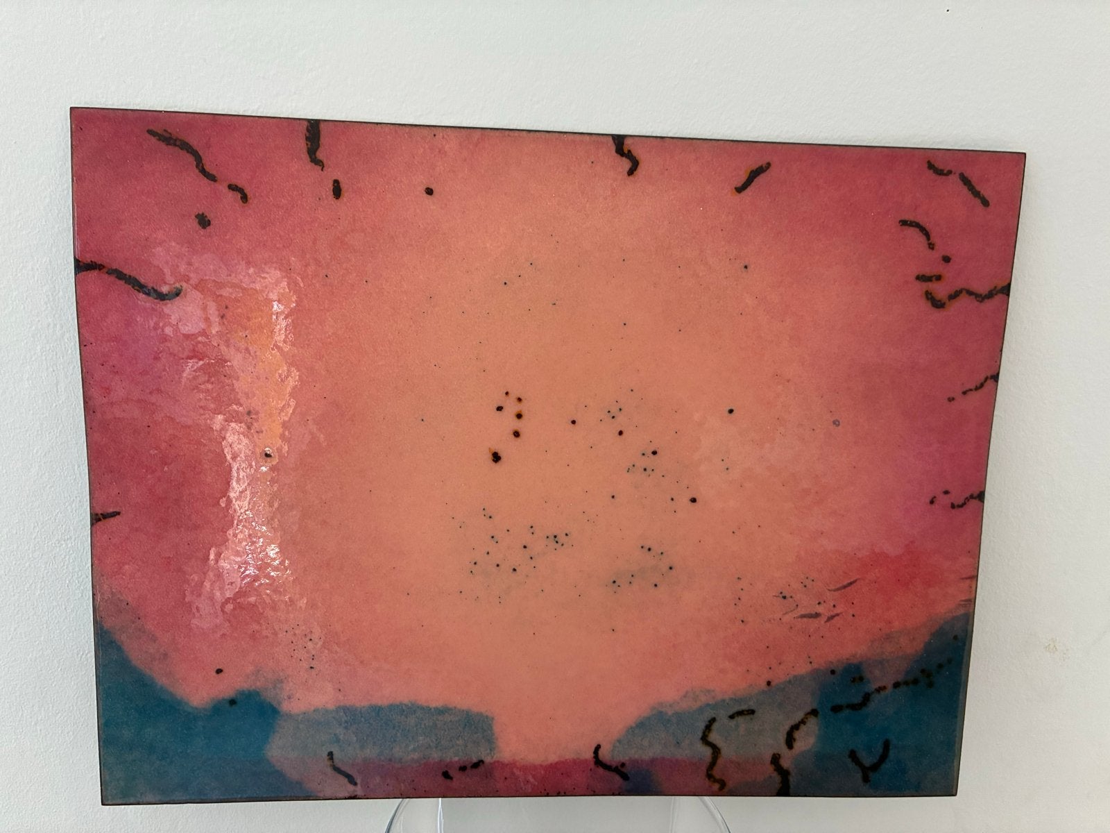 abstract emaille kunstwerk – Pim van Vliet (33 x 25 cm), Antiek en Kunst, Kunst | Schilderijen | Abstract, Ophalen of Verzenden