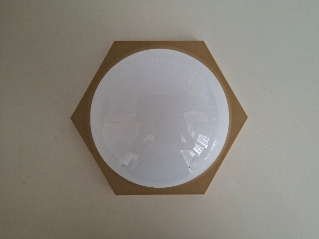 Plafondlamp Beige. 6-hoek., Beige, Gebruikt, Overige stijlen, Glas