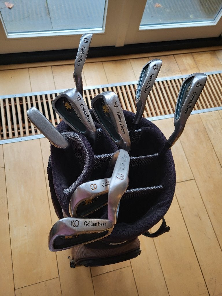 Complete golfset Golden Bear+TaylorMade putter+ Izzo golftas, Ophalen, Gebruikt, Set, Overige merken