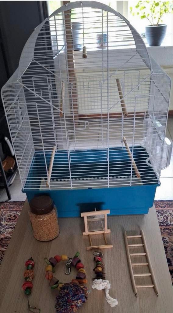Kooi + accesories, Ophalen of Verzenden, Gebruikt, Metaal, Vogelkooi